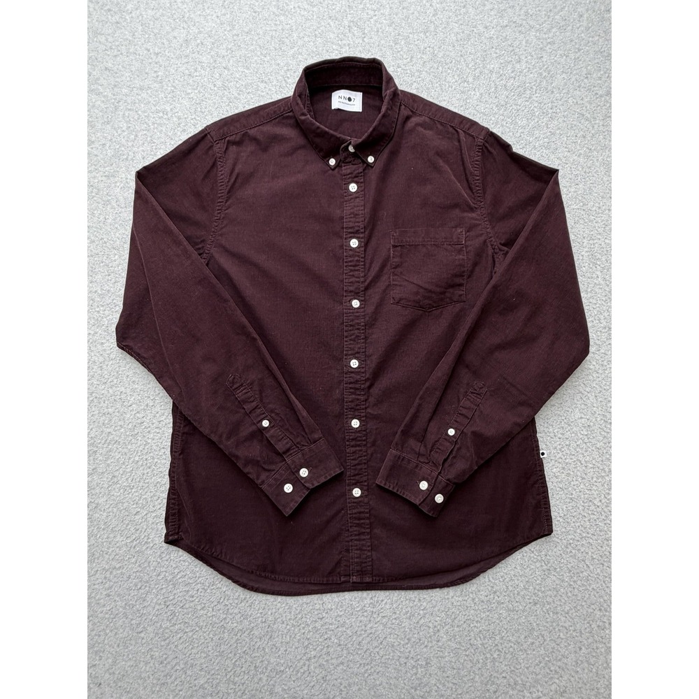 NN07 Sixten 5723 Shirt Mens‎ Large Burgundy Corduroy Button Down Long Sleeve